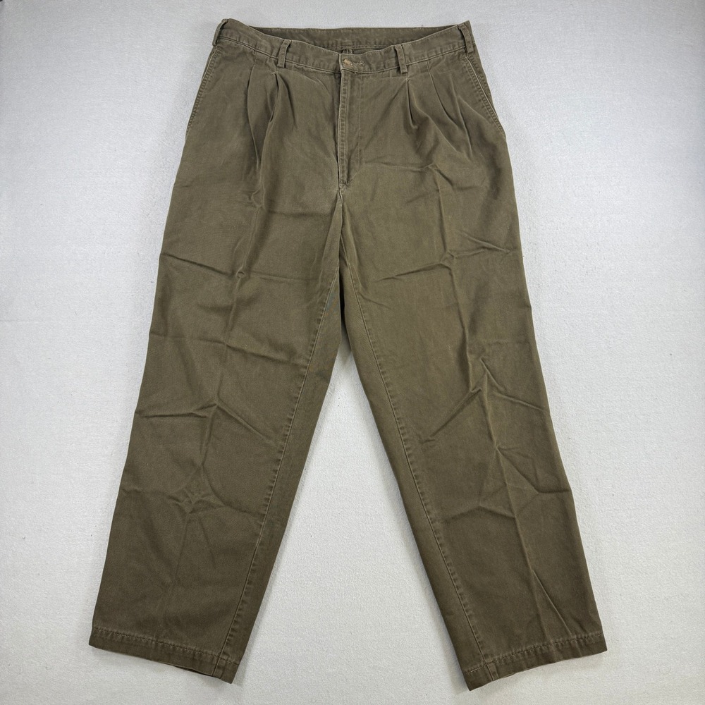 Vintage American Eagle Chino Pants Mens 34x32 Brown Pleated Cotton Casual